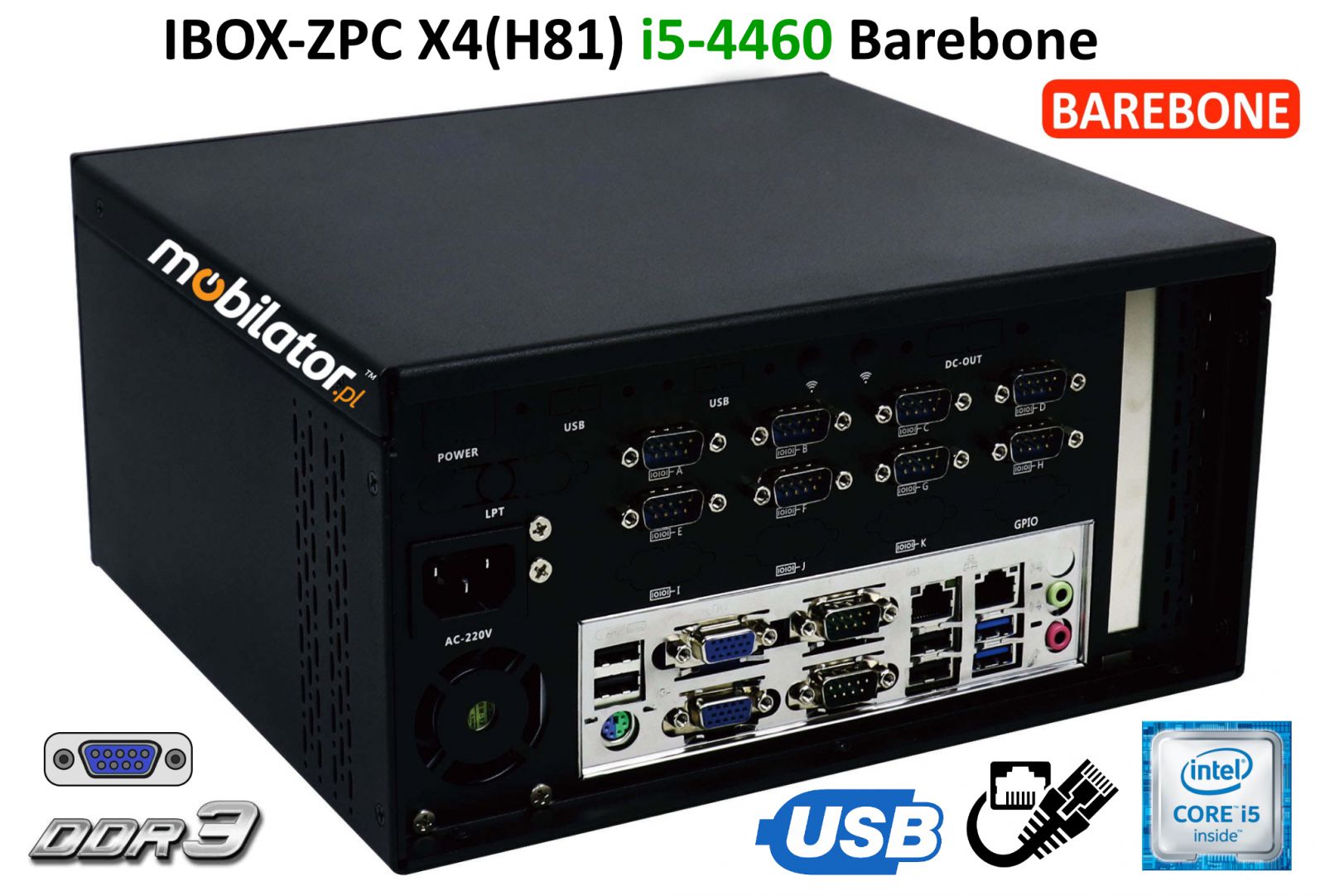 iBOX-ZPC X4 Industrial computer for warehouse applications with WiFi module 6x COM